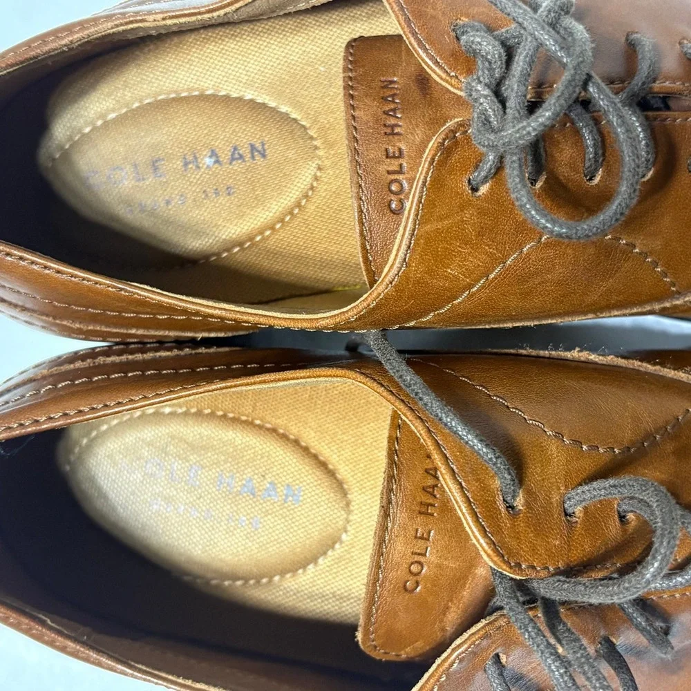 Cole Haan Grand.OS Cap Toe Oxford Mens 9.5 Brown Leather Dress Shoes Business